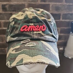 Camo Cap with Red Embroidery